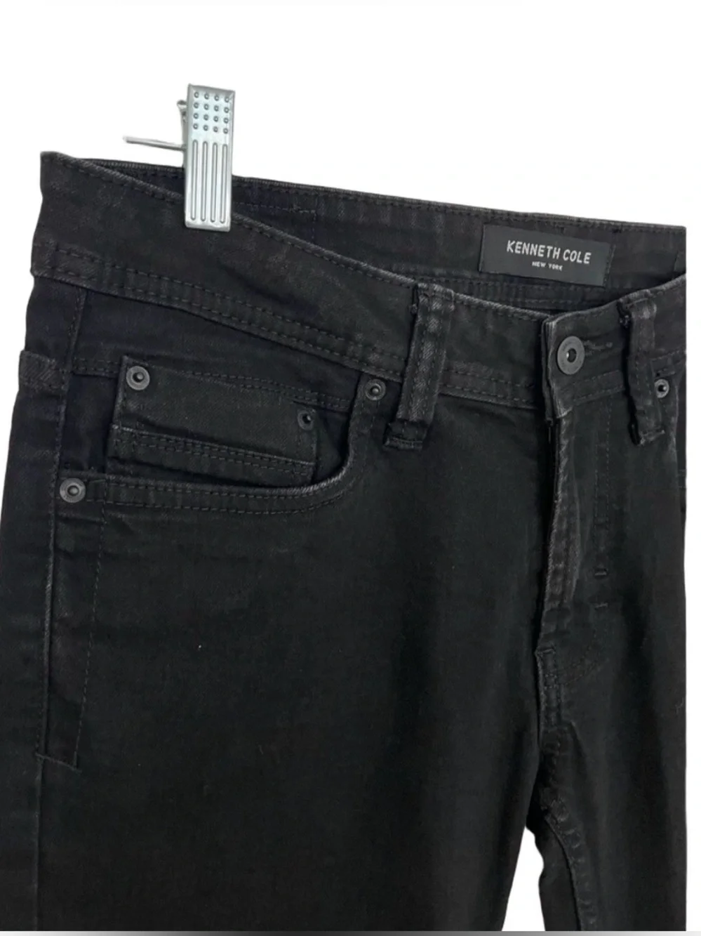 Kenneth Cole Men's Slim Fit Stretch Denim Black Jeans 30W x 32L